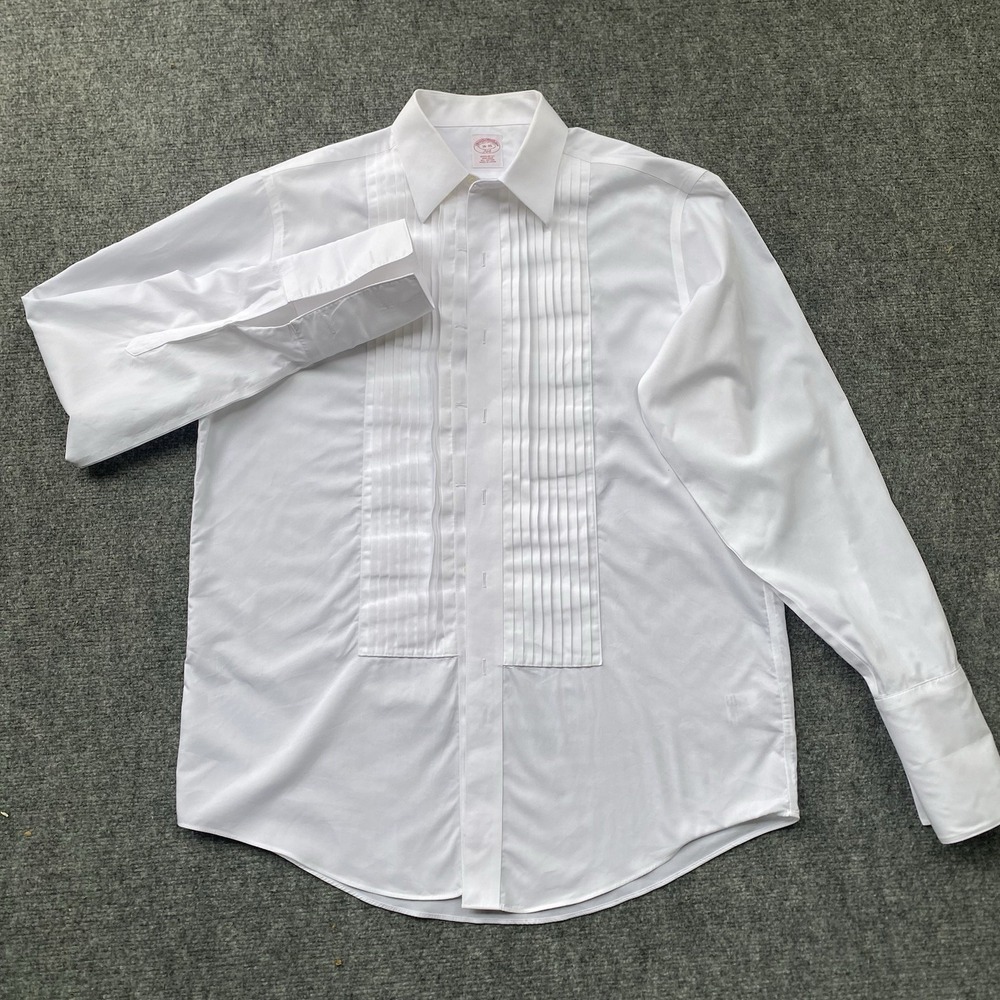 Brooks Brothers Tuxedo Dress Shirt Men 16-35 White French Cuffs Formal Wedding